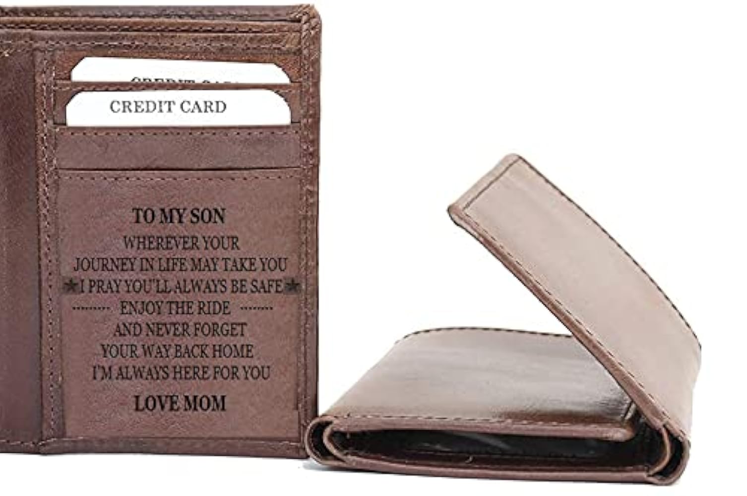 Engraved Wallet for Men Slim Men's Leather Stylish Wallet with Credit Card ID Window Best Gift For Men (My Husband Gift)