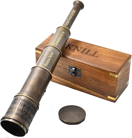Antique Telescope 1915 London Brass Maritime 20x Vintage Pirate Spyglass Functional Brass & Clear Vision Pirate Telescope 18" with Leather case - Wonderful Gift (Personalized)