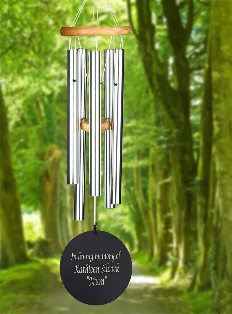 Wind Chime, Engraved Wind Chimes, Guaranteed Musically Tuned Chime, Sympathy Wind-Chime (35" Inch, Brown and Silver) - Image 6