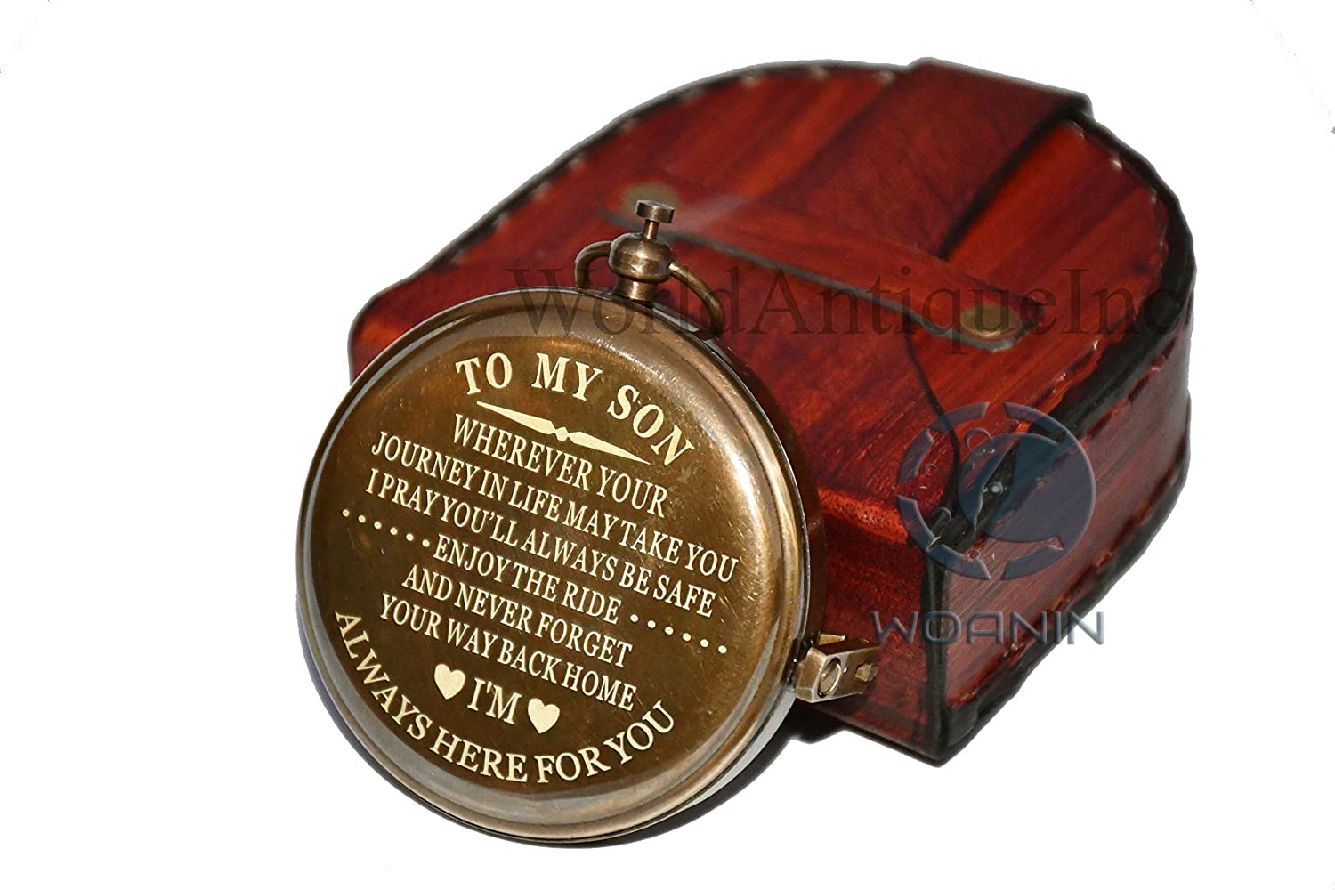 Son Gifts Mom and Dad, to My Son Compass Comes Grain Leather Case Brass Nautical - Personalized Sundial Compass, Birthday Gifts, Graduation Gifts - Image 4