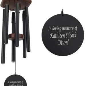 Wind Chime, Engraved Wind Chimes, Guaranteed Musically Tuned Chime, Sympathy Wind-Chime (20" Inch, Brown & Black)