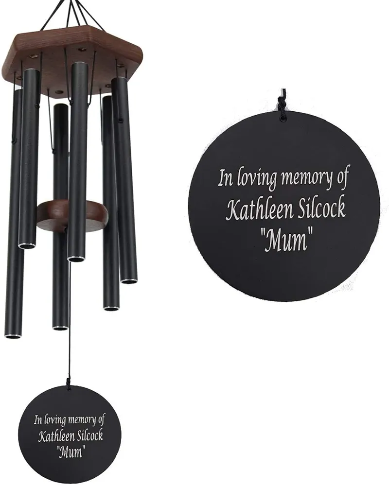 Wind Chime, Engraved Wind Chimes, Guaranteed Musically Tuned Chime, Sympathy Wind-Chime (30" Inch, Brown & Black)