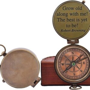 Personalized Inscription Antique Brass Compass Engraved with Leather Case Son Mom Children Gift Baptism Birthday Working Compass