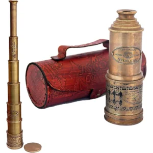 Antique Telescope 1915 London Brass Maritime 15x Vintage Pirate Spyglass Telescope- Functional Brass & Clear Vision Pirate Telescope 18" with Leather case - Wonderful Gift (Telescope with Box)