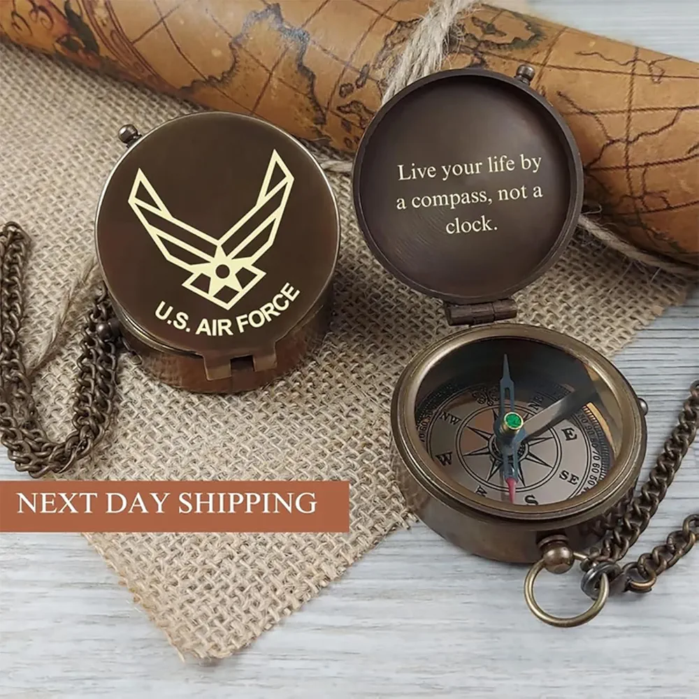 Compass with Special Engraved Greeting for Men/Him, Husband Gifts from Wife, Romantic Gift Ideas for Him/Her/Soldier/US Navy Seal Army - Image 2
