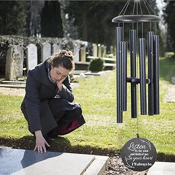 Sympathy Wind Chimes for Loss of Loved One, 40 Inch Memorial Wind Chimes for Loss of Loved Father/Mother/Lover, Commemorative Sympathy Bereavement Gifts for Condolences/Funeral (Black) - Image 2