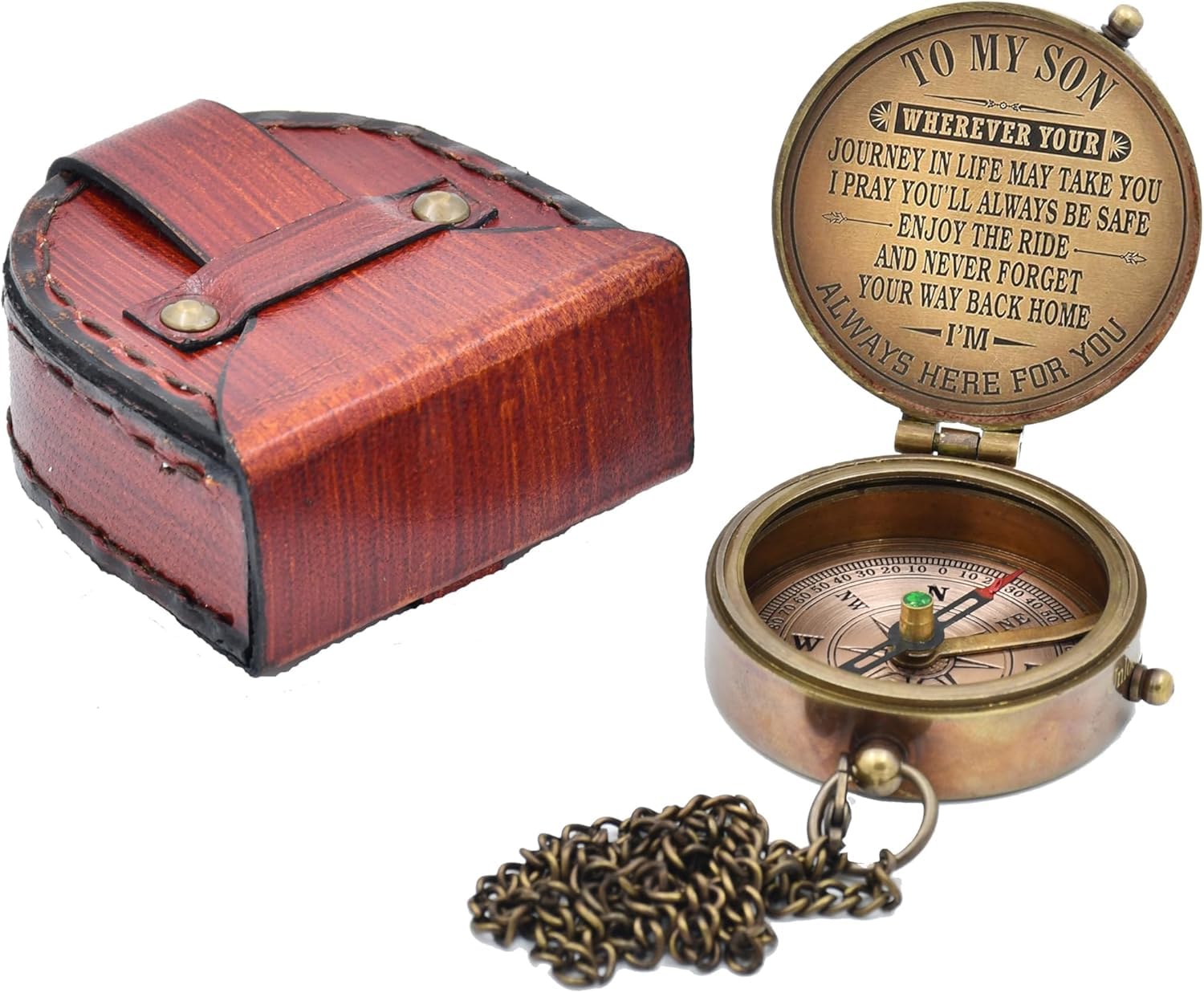 Personalized Son Gifts Compass with Leather Case Mom to Son Gifts – to My Son Love Mom – Mother to Son Gifts - Son Graduation Gifts, Son Birthday Gifts, Son Wedding Gifts - Image 2