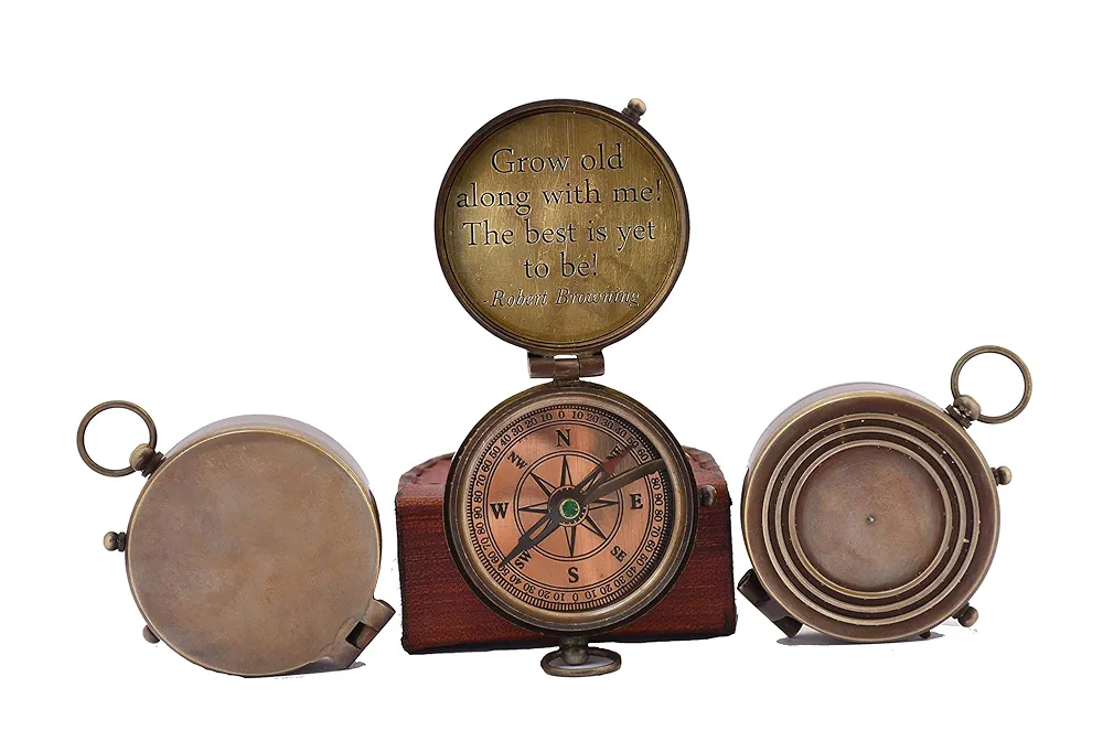 Personalized Inscription Antique Brass Compass Engraved with Leather Case Son Mom Children Gift Baptism Birthday Working Compass - Image 4
