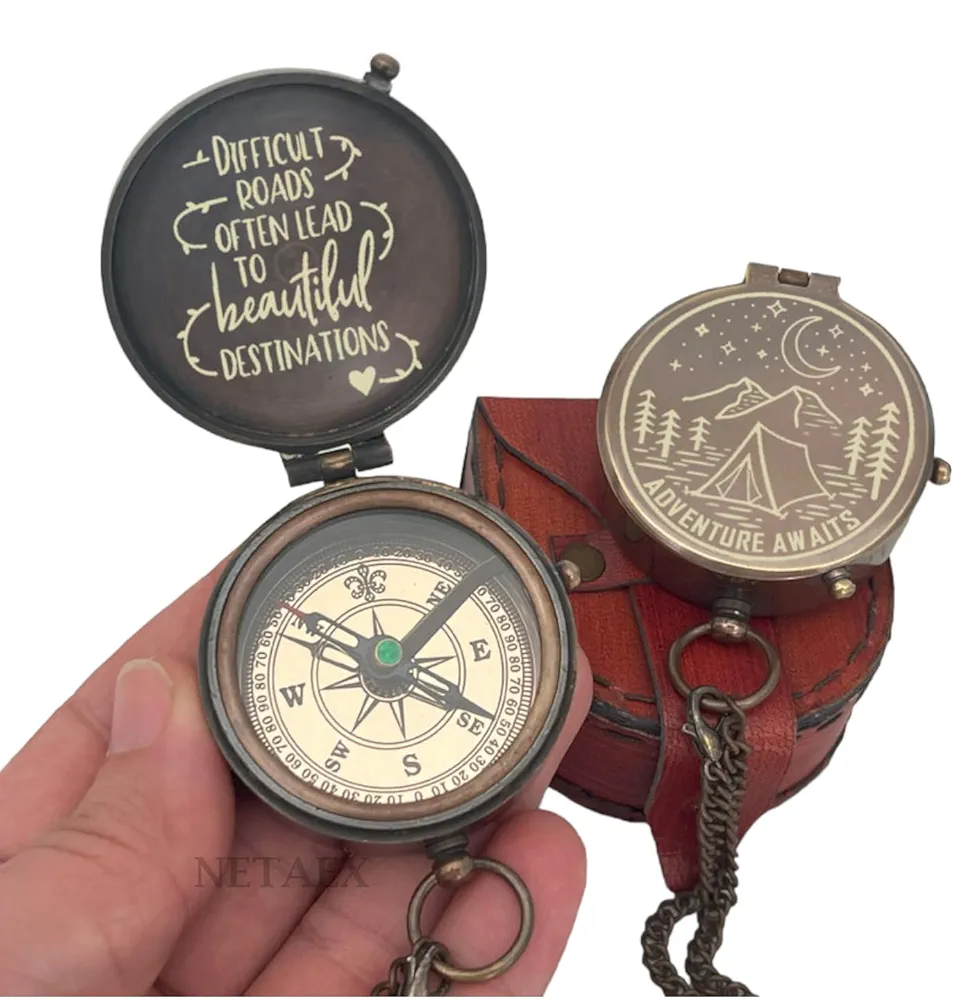 Compass with Special Engraved Greeting for Men/Him, Husband Gifts from Wife, Romantic Gift Ideas for Him/Her/Soldier/US Navy Seal Army