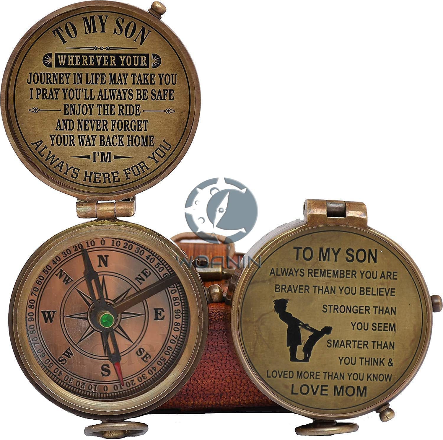 Personalized Son Gifts Compass with Leather Case Mom to Son Gifts – to My Son Love Mom – Mother to Son Gifts - Son Graduation Gifts, Son Birthday Gifts, Son Wedding Gifts