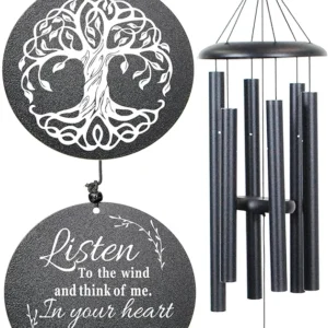 Sympathy Wind Chimes for Loss of Loved One, 40 Inch Memorial Wind Chimes for Loss of Loved Father/Mother/Lover, Commemorative Sympathy Bereavement Gifts for Condolences/Funeral (Black)