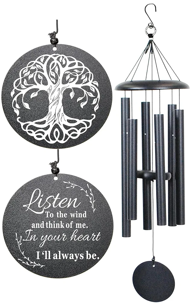 Sympathy Wind Chimes for Loss of Loved One, 40 Inch Memorial Wind Chimes for Loss of Loved Father/Mother/Lover, Commemorative Sympathy Bereavement Gifts for Condolences/Funeral (Black)
