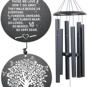 NETAEX Sympathy Wind Chimes, 40" Memorial Wind Chimes for Loss of Loved One, Sympathy Memorial Bereavement Gift,in Memory of Loved One Loss of Mother Father，Home Decor Garden Patio Outdoor (Black)