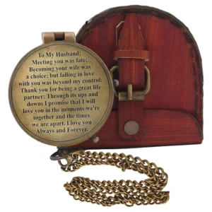 Engraved Compass, Gift for Husband,Anniversary,Wedding Gift for Him, Long Distance Boyfriend Gift, Fiance Gift I Miss You Long Distance Relationship Gift for Army Boyfriend Gift (to My Husband 5)