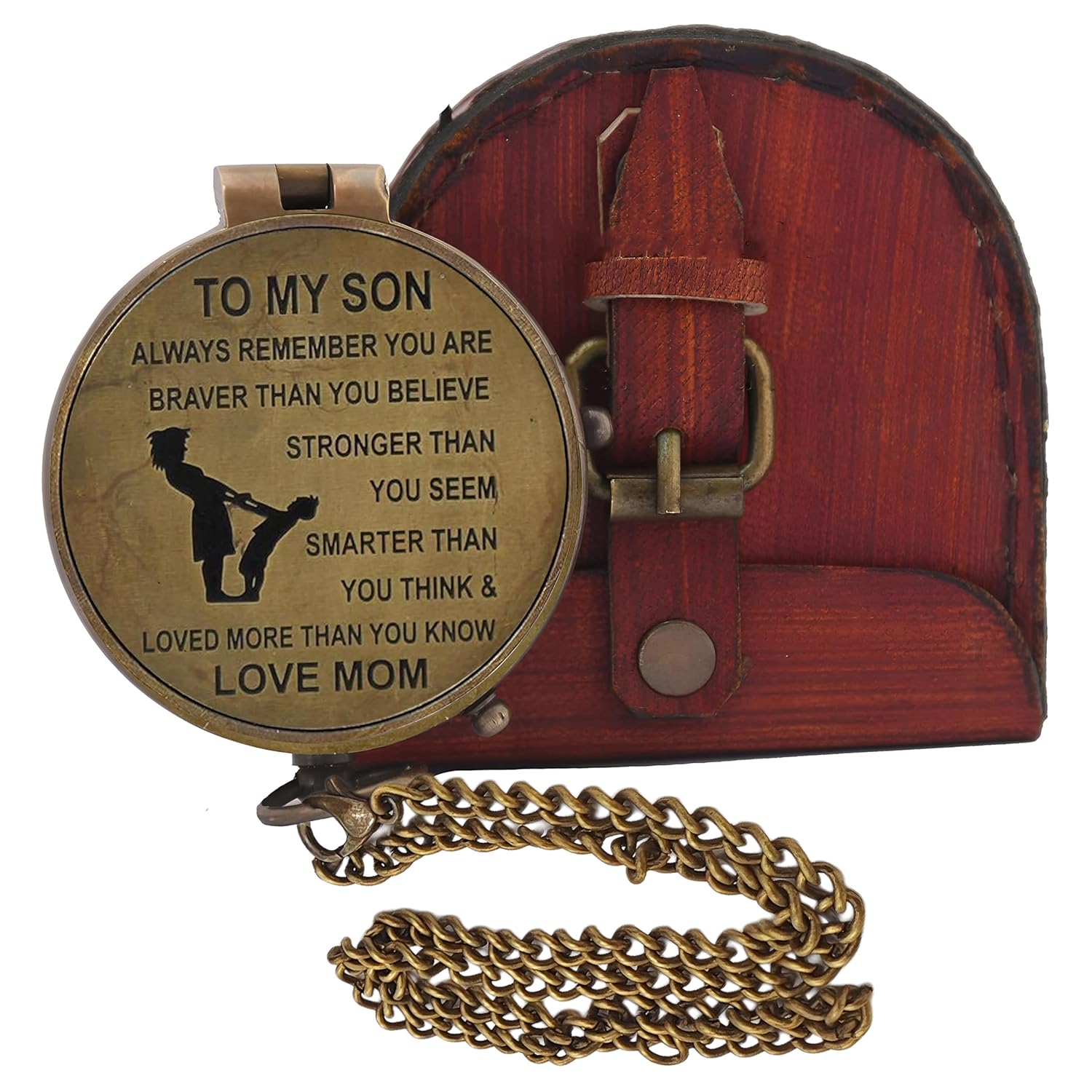 Personalized Son Gifts Compass with Leather Case Mom to Son Gifts – to My Son Love Mom – Mother to Son Gifts - Son Graduation Gifts, Son Birthday Gifts, Son Wedding Gifts - Image 4