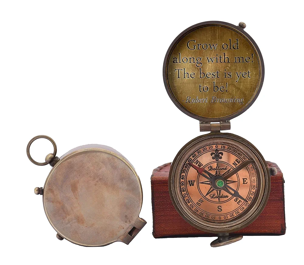 Personalized Inscription Antique Brass Compass Engraved with Leather Case Son Mom Children Gift Baptism Birthday Working Compass - Image 6
