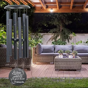 Sympathy Wind Chimes for Loss of Loved One, 40 Inch Memorial Wind Chimes for Loss of Loved Father/Mother/Lover, Commemorative Sympathy Bereavement Gifts for Condolences/Funeral (Black) - Image 3