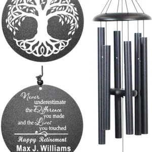 NETAEX Listen to The Wind, Custom Wind Chime, Personalized Metal Wind Chimes, Custom Retirement Gifts for Men, Women, Teacher, Co-Worker, Colleague, Nanny, Boss, Veterans (OWN Customized)