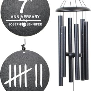 NETAEX Personalized 1 to 50th Wind Chime - Traditional Windchime with 6 Tubes, Gift for Husband, Wife and Couple