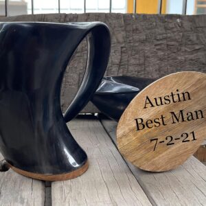 Engraved Original Viking Drinking Horn Cup Personalized Authentic Viking Drinking Horn Large Tankard for Beer Mead Medieval Inspired Stein Mug Food Safe Vessel with Handle (30 Oz XXL Size)
