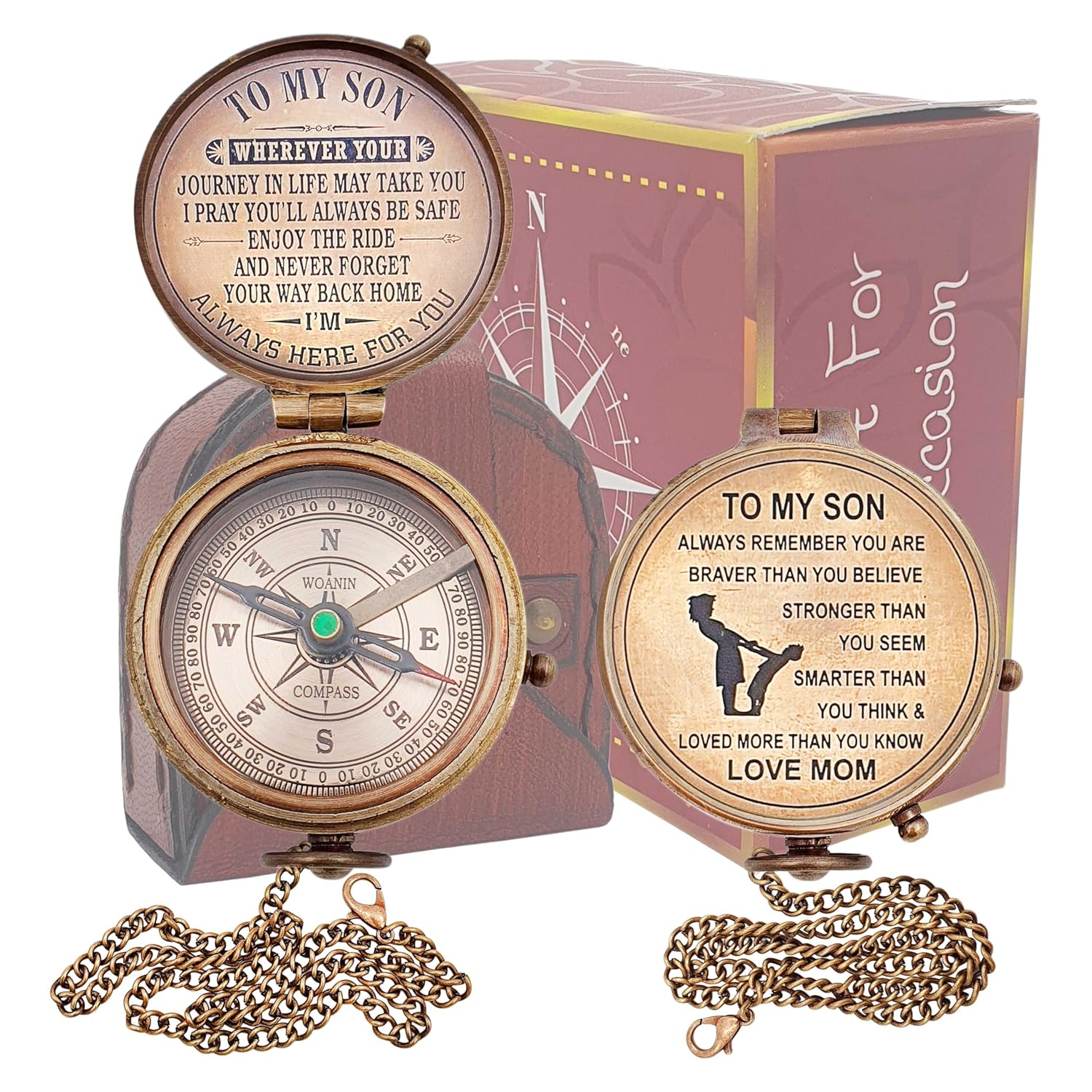Personalized Son Gifts Compass with Leather Case Mom to Son Gifts – to My Son Love Mom – Mother to Son Gifts - Son Graduation Gifts, Son Birthday Gifts, Son Wedding Gifts - Image 6