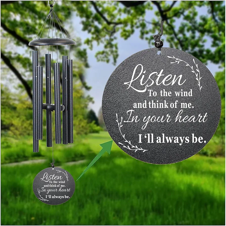Sympathy Wind Chimes for Loss of Loved One, 40 Inch Memorial Wind Chimes for Loss of Loved Father/Mother/Lover, Commemorative Sympathy Bereavement Gifts for Condolences/Funeral (Black) - Image 6
